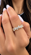 14k Yellow Gold Lab Grown Alternating Pear Diamond Half Eternity Band 2.20ctw