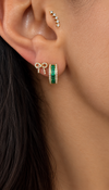 14k Yellow Gold 13mm Emerald Diamond Border Huggie Earrings .75ctw