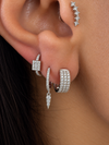 14k White Gold 11mm Baguette Halo Diamond Huggie Earrings .20ctw