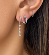 14k White Gold Three Row Diamond Caged Lobe Earrings .20ctw