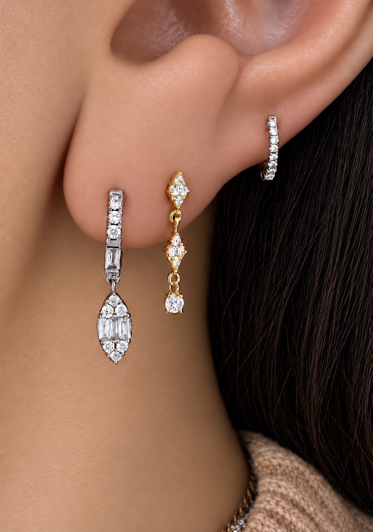 14k Yellow Gold Floating Dangling Diamond Earrings .25ctw