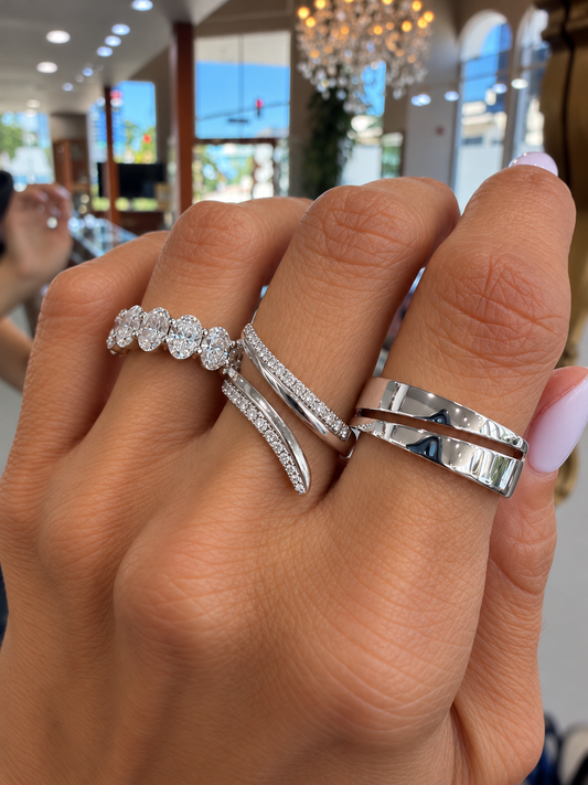 14k White Solid Gold Triangle Wrap Ring