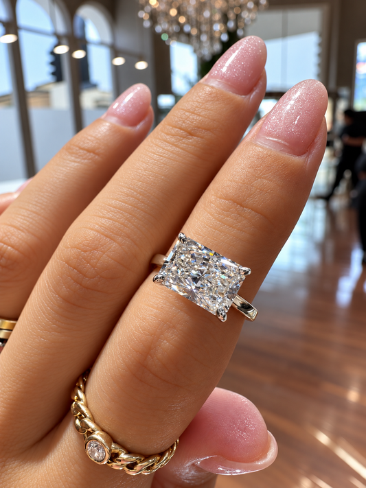 14k Yellow & White Gold Two Tone 2.80ct Lab Grown Radiant Diamond Solitaire Engagement Ring