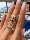 14k Yellow Gold Fluted Diamond Border Ring .15ctw