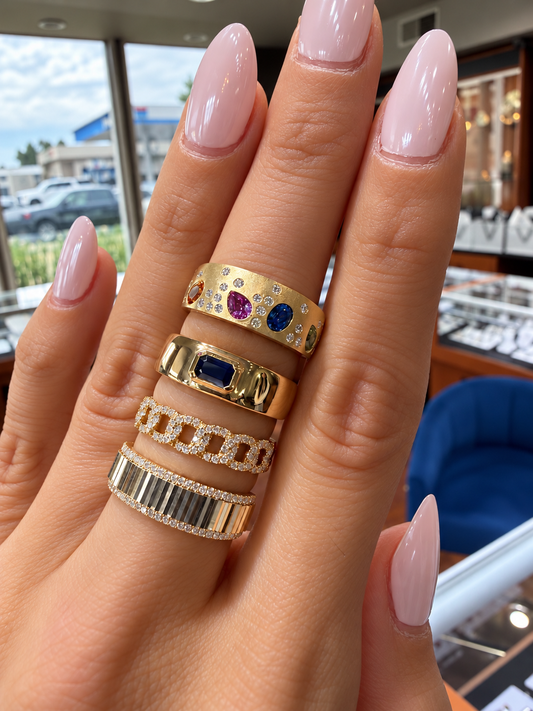14k Yellow Gold Multi Gemstone Diamond Ring 1.20ctw