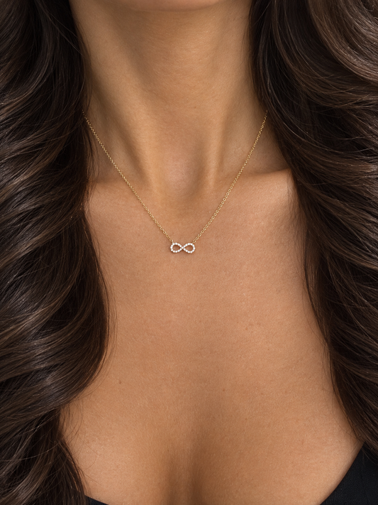 14k Yellow Gold Infinity Diamond Necklace