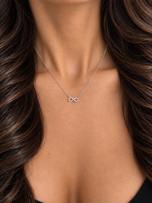 14k White Gold Infinity Diamond Necklace