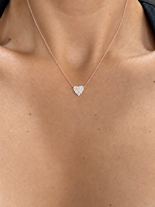 14k Rose Gold 9mm Heart Diamond Necklace .15ctw