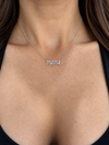 14k White Gold Lowercase Old English Mama Diamond Necklace .20ctw