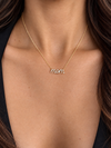 14k Yellow Gold Lowercase Script Mom Diamond Necklace .15ctw
