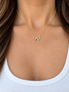 14k Yellow Gold Bow Diamond Necklace