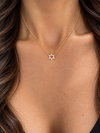 14k Yellow Gold Star of David Diamond Necklace 10mm