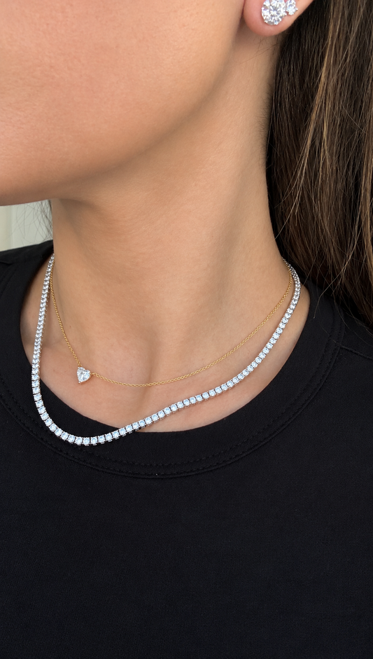 14k Yellow Gold .50ct Lab Grown Heart Diamond Solitaire Necklace