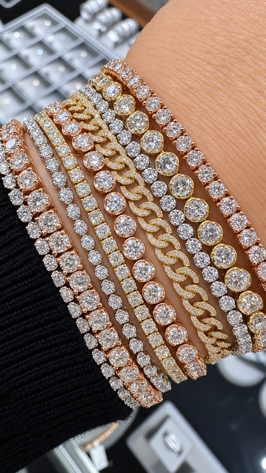14k Yellow Gold Eternity Diamond Cuban Link Bracelet 1.10ctw