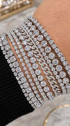 14k White Gold Eternity Diamond Cuban Link Bracelet 1.10ctw
