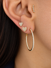 14k Yellow Gold Mini Heart Pave Diamond Stud Earrings