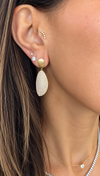 14k Yellow Gold Satin Pave Diamond Earrings 1.15ctw