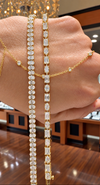 14k Yellow Gold Lab Grown Multi Shape Emerald & Oval Diamond Tennis Bracelet 9.00ctw