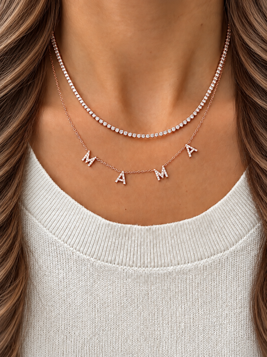 14k Rose Gold Mini Diamond Tennis Choker Necklace 2.00ctw
