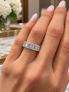 14k White Gold Fluted Diamond Border Ring .15ctw
