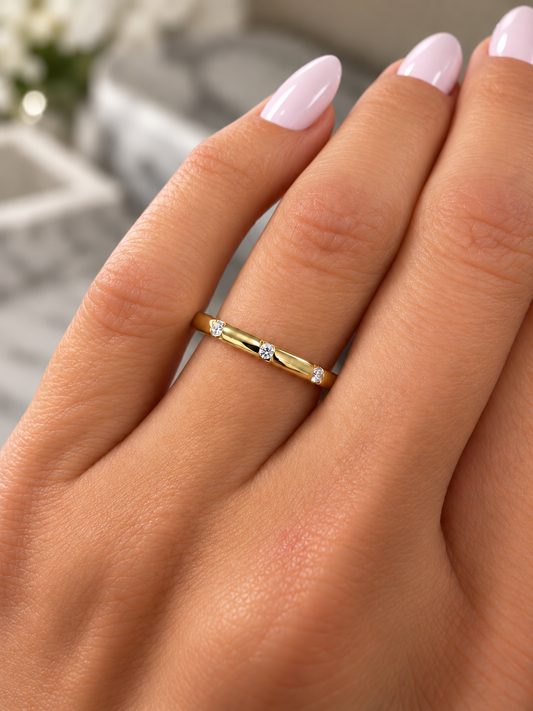 14k Yellow Gold Diamond Inlay Band