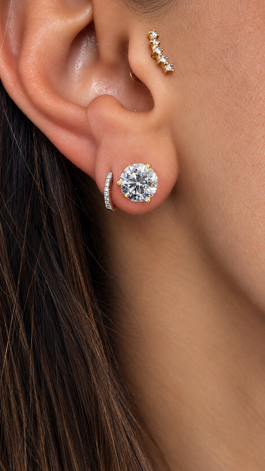 14k Yellow Gold Lab Grown Round Diamond Stud Earrings 3.40ctw