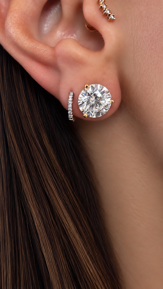 14k Yellow Gold Lab Grown Round Diamond Stud Earrings 5.20ctw