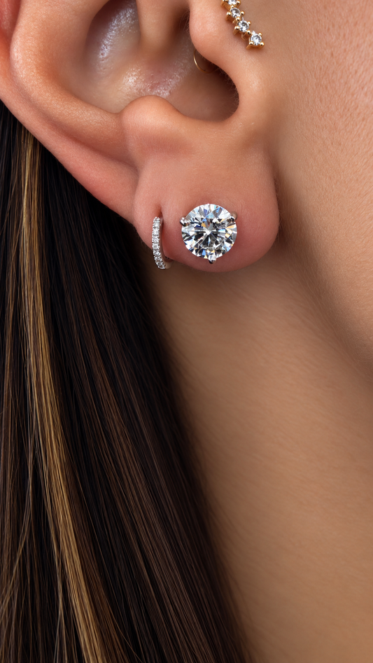 14k White Gold Lab Grown Round Diamond Stud Earrings 2.70ctw