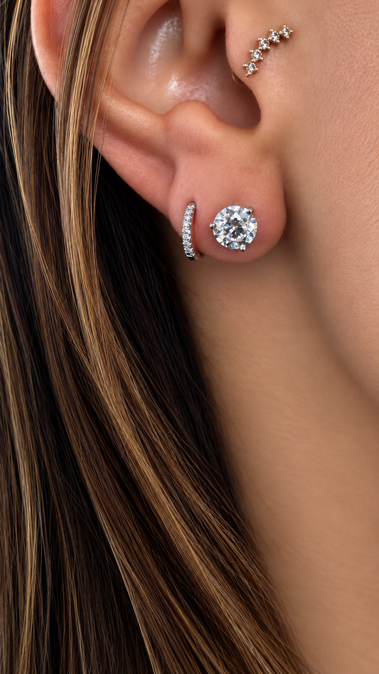 14k White Gold Lab Grown Round Diamond Stud Earrings 1.80ctw