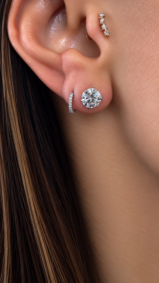 14k White Gold Lab Grown Round Diamond Stud Earrings 2.20ctw