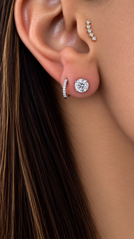 14k Yellow Gold Lab Grown Round Diamond Stud Earrings 1.50ctw