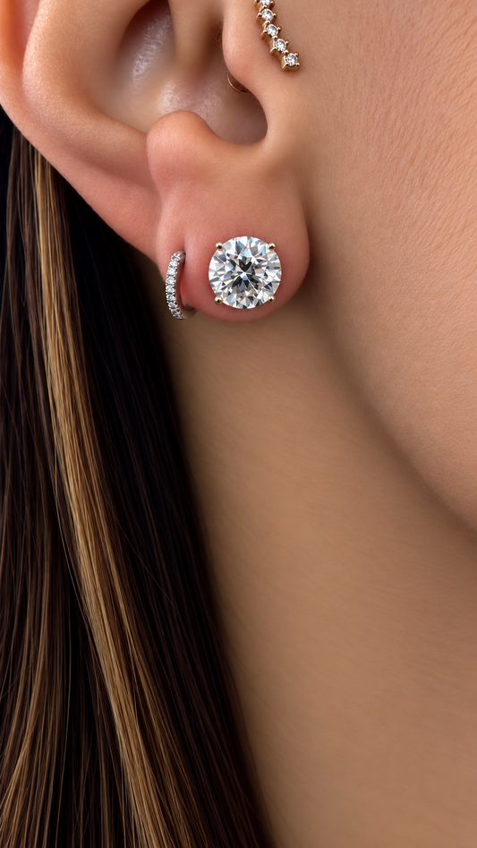 14k White Gold Lab Grown Round Diamond Stud Earrings 4.00ctw