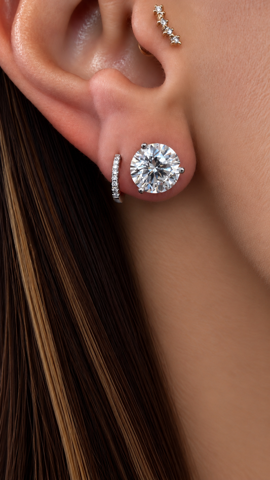 14k White Gold Lab Grown Round Diamond Stud Earrings 5.00ctw