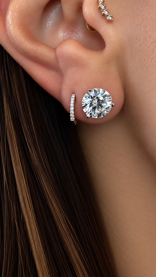 14k White Gold Lab Grown Round Diamond Stud Earrings 4.30ctw