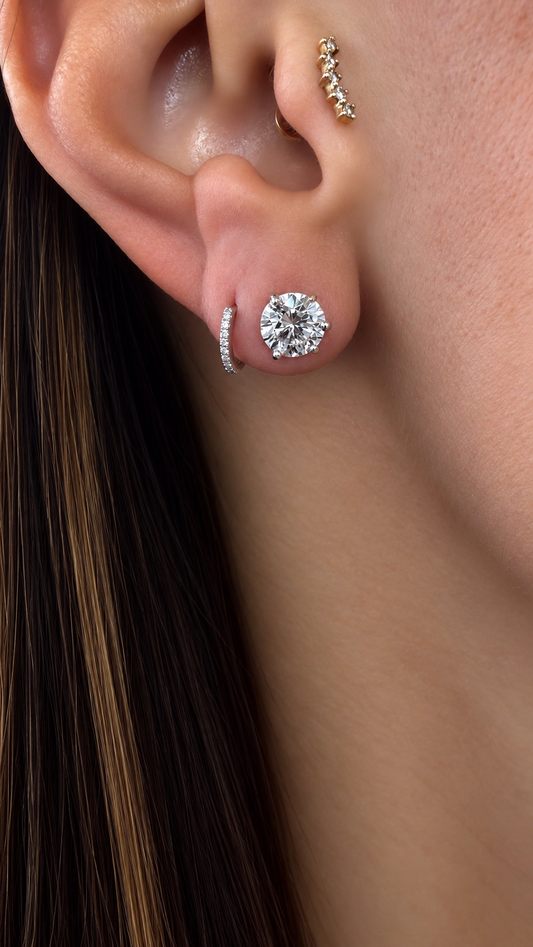 14k White Gold Lab Grown Round Diamond Stud Earrings 2.50ctw