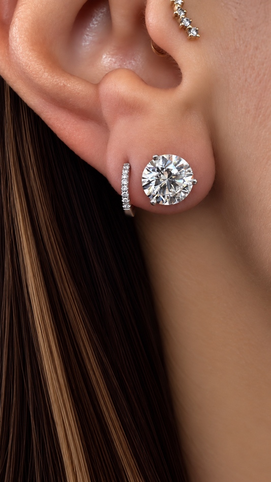14k White Gold Lab Grown Round Diamond Stud Earrings 4.50ctw