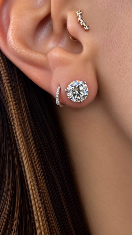 14k White Gold Lab Grown Round Diamond Stud Earrings 3.80ctw