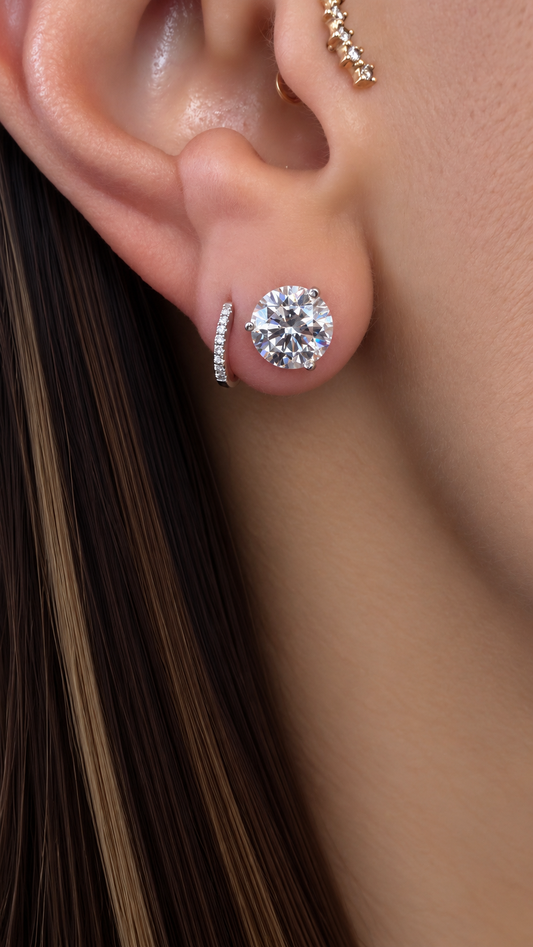 14k White Gold Lab Grown Round Diamond Stud Earrings 3.60ctw