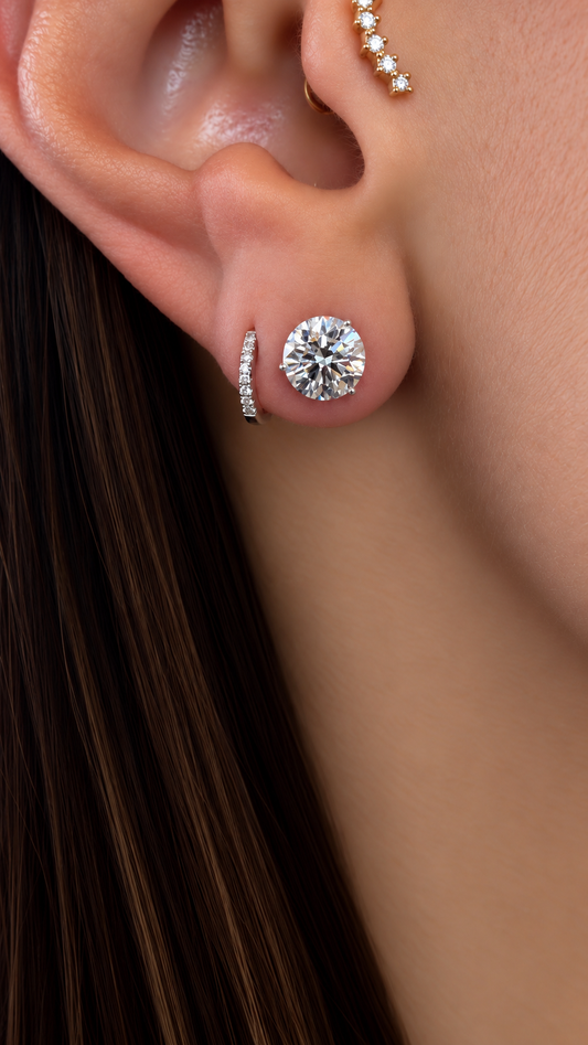 14k White Gold Lab Grown Round Diamond Stud Earrings 3.20ctw