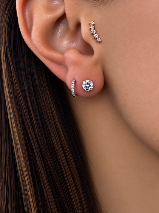14k White Gold Lab Grown Round Diamond Stud Earrings .80ctw