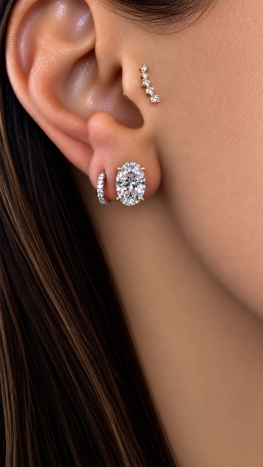 14k Yellow Gold Lab Grown Oval Diamond Stud Earrings 4.50ctw