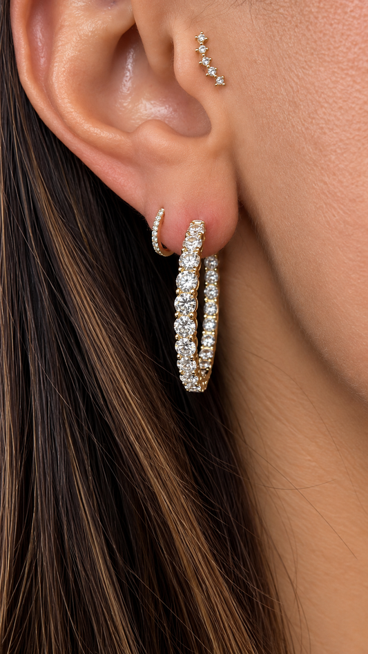 14k Yellow Gold Lab Diamond Inside Out Hoop Earrings 5.00ctw