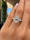 18k White Gold 4.30ctw Three Stone Lab Grown Pear Diamond Engagement Ring