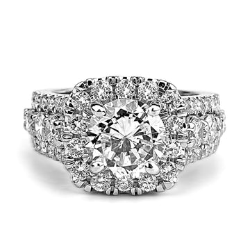 18k White Gold 1.92ct Round Diamond Halo Engagement Ring