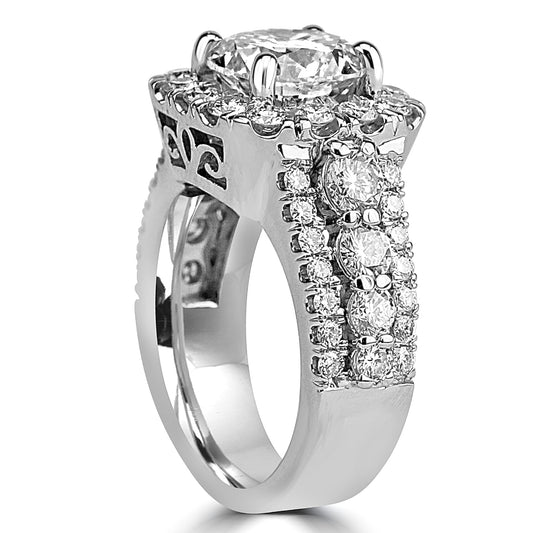 18k White Gold 1.92ct Round Diamond Halo Engagement Ring