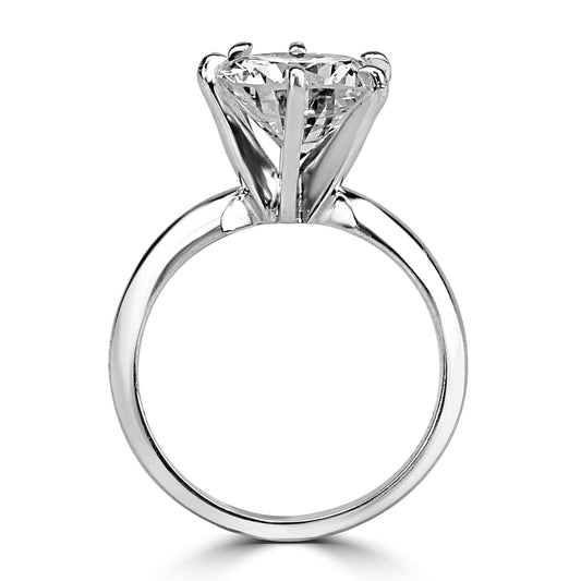 14k White Gold 3.50ct Lab Grown Round Diamond Solitaire Engagement Ring