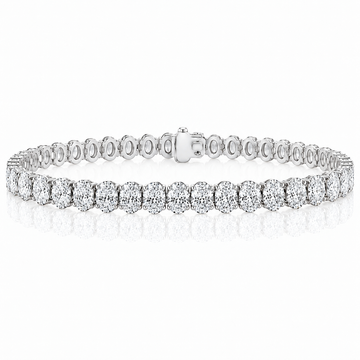 14k White Gold Lab Grown Oval Diamond Tennis Bracelet 9.50ctw