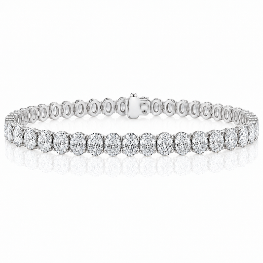 14k White Gold Lab Grown Oval Diamond Tennis Bracelet 9.50ctw