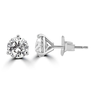 14k White Gold 1.40ctw Lab Grown Round Diamond Stud Earrings