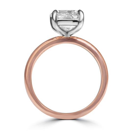 14k Rose Gold 3.00ct Lab Grown Elongated Cushion Diamond Solitaire Engagement Ring
